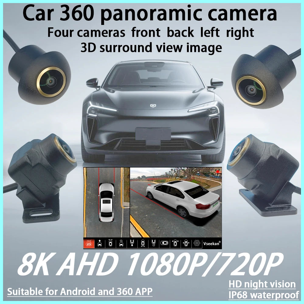 360 Panoramic Car Camera 3D AHD 1080P 720P Android Radio 360APP 12Pin