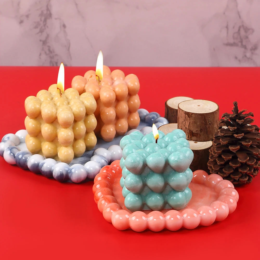 3D Heart Bubble Cube Candle Silicone Mold for Valentine's Day DIY Handmade Soap Aromatherapy Wax Chocolate Mousse Cake Making Zpaxo