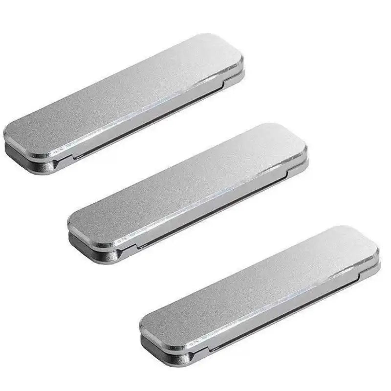 ▶1/3PCS Mini Invisible Foldable Mobile Phone Stand Aluminum Alloy Desktop Mount Material Holder Adjustable Angle For Cellphone Zpaxo 3PCS Silver
