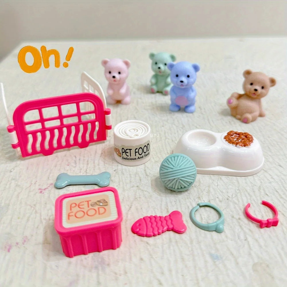 Children's Play House Toys Teddy Bears Pet Bathrooms Scene Little