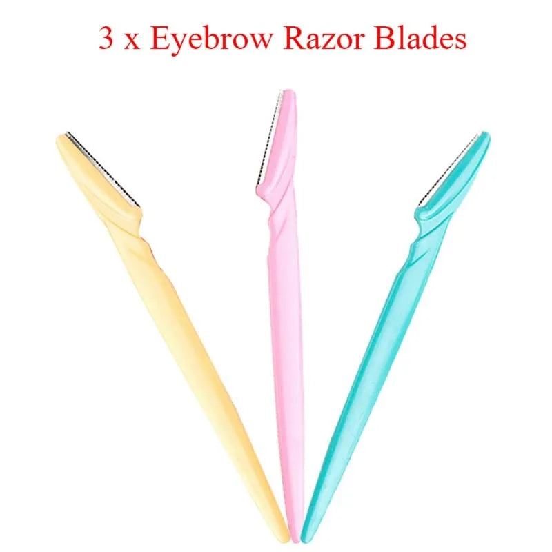 1- Eyebrow Trimmer Razor Safety Eye Brow Shaping Knife Portable Zpaxo 3Pcs Mixed Color