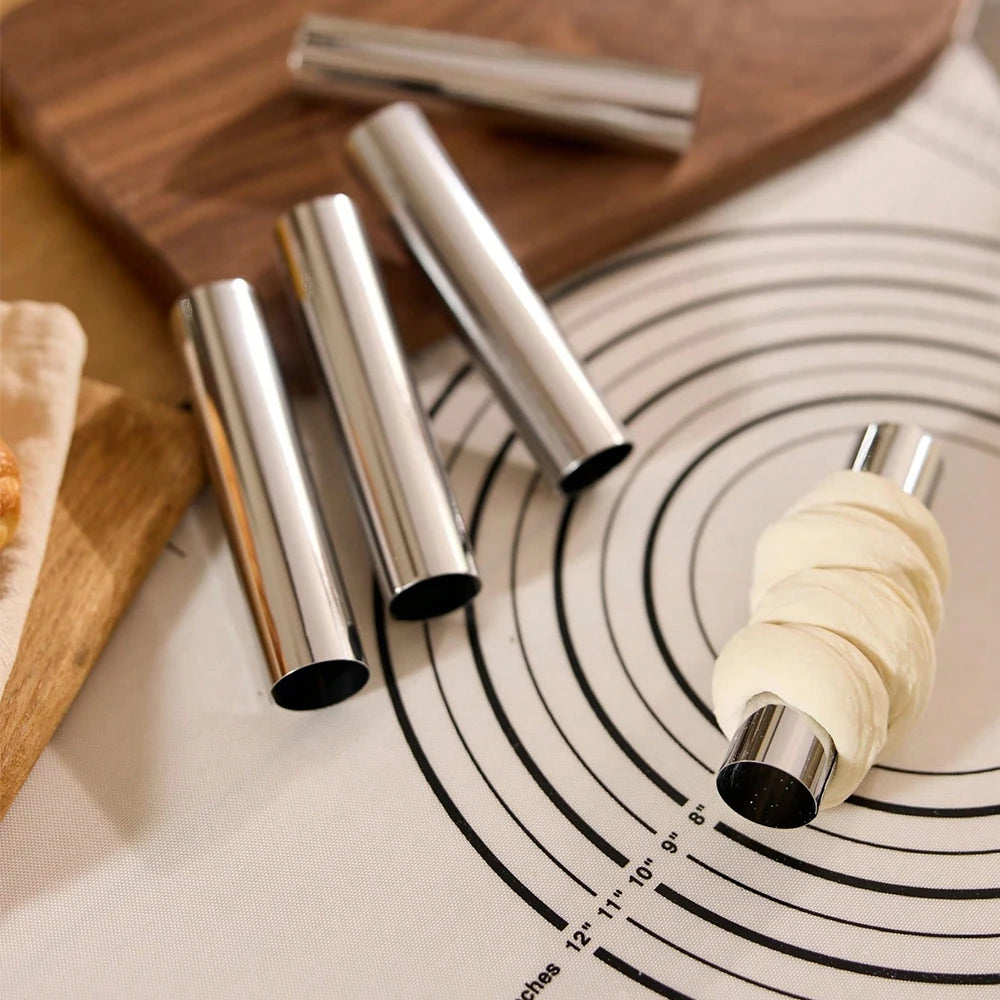 3/5/10Pcs Stainless Steel Cream Horn Mold Large Size Cannoli Tubes Croissant Mold Cones Pastry Roll Baking Tools Zpaxo