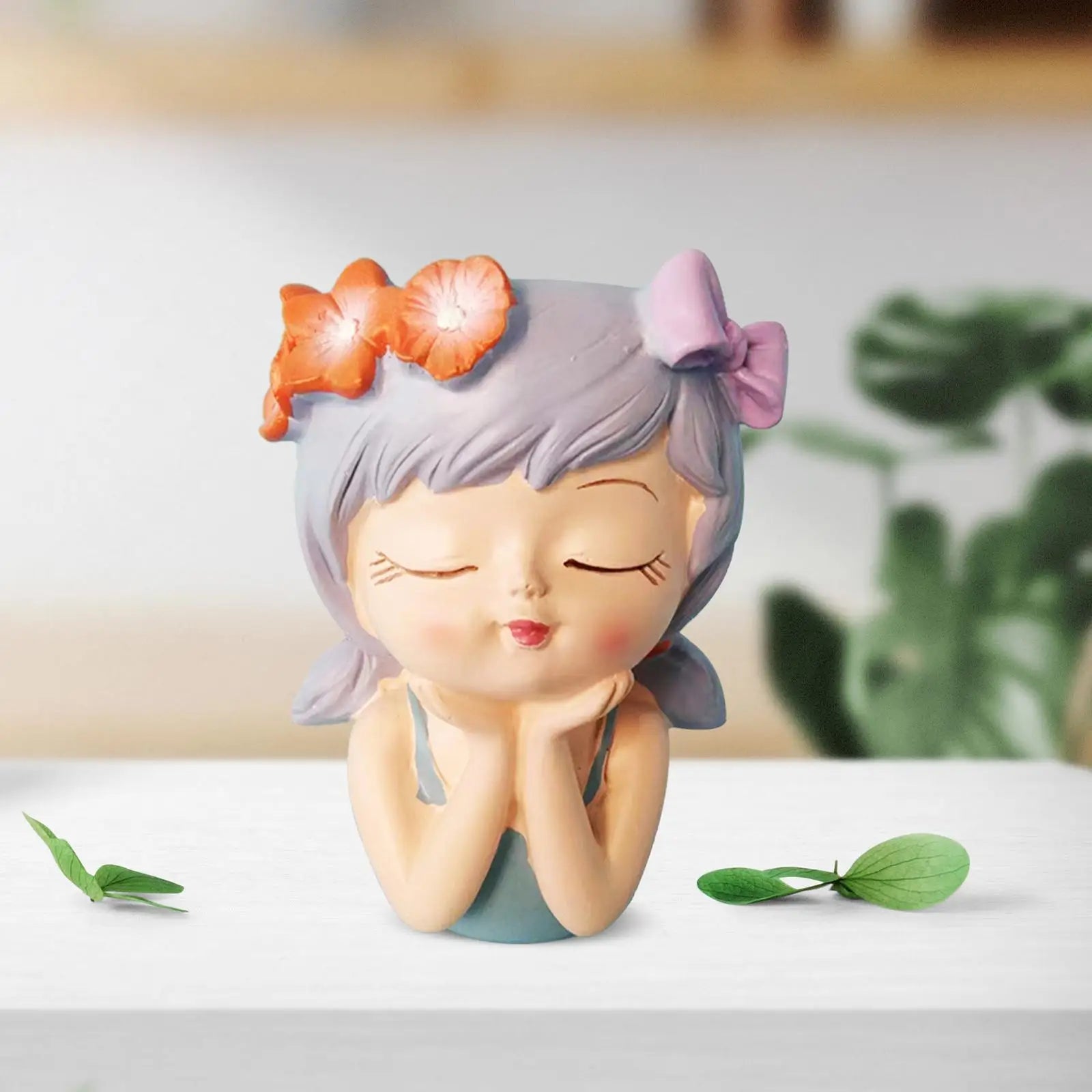 Face Planter Pot – Resin Girl Bust Flower Vase & Decor Statue Decorative Planter Zpaxo Style A