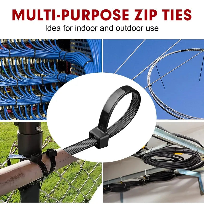 Cable Tie Nylon Tie Self-locking Black Fastening Strap Cable-Tie-Set Cable Zip Tie Fastening Ring Zip Wraps Strap Tie Zpaxo