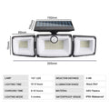 Solar Lights Outdoor 3 Heads Flood LED Security Light Waterproof PIR Zpaxo 176