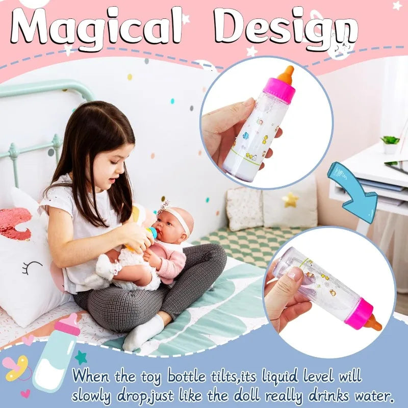 13-Piece Baby Doll Accessory Bottle Feeding Pretend Play Toy Magic