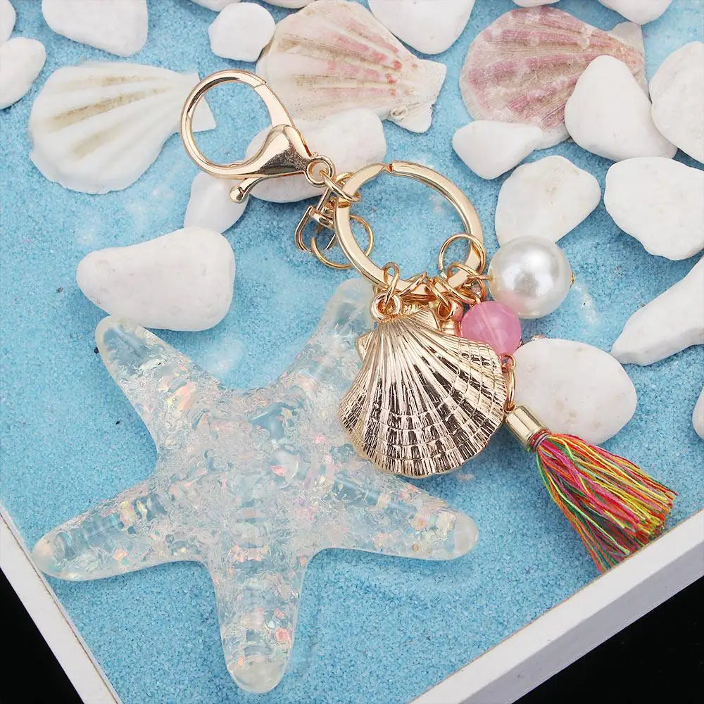 Chain Women Shell Starfish Pendant Accessories Key Ring Shell Keychain Starfish Keychain Key Chains Zpaxo