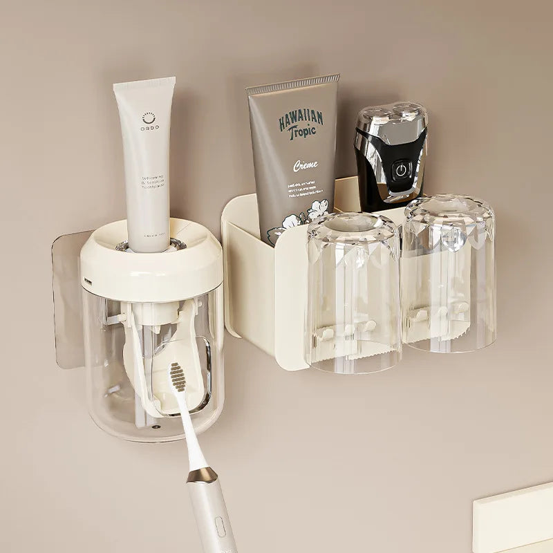 Punch-free Electric Toothbrush Box Toothpaste Squeezer Toothbrush Holder Anti Dust Air Dry Side Shelf for Small Toiletries Zpaxo