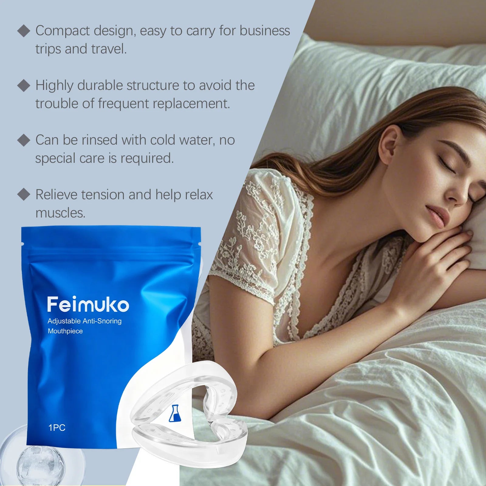 Stop Snoring Mouthpiece Anti Snoring Device Sleep Aid Mouth Guard with Soft Medical Silicone Night Sleep Snore Relief Travel Zpaxo