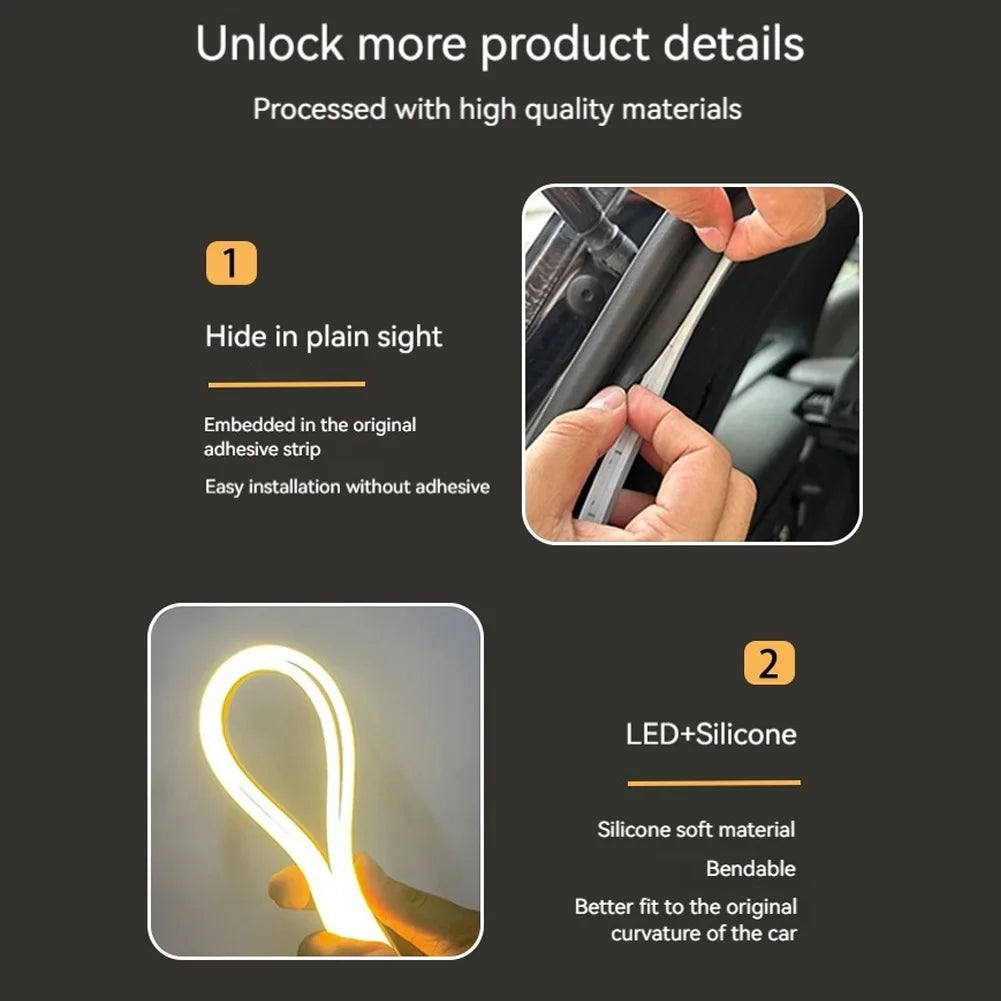 Waterproof Car Trunk Led Light Strip PVC Flexible Ambient No Drilling