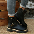 2025 New Women Ankle Boots Thick Bottom British Style Short Boots Women Round Toe Knight Boots Warm Resistant Medium Heel Shoes Zpaxo black 43
