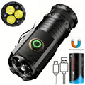 Super Bright LED Flashlight 2000LM | 5 Modes USB-C Magnetic LED Flashlight Zpaxo 8350 Mini flashlight