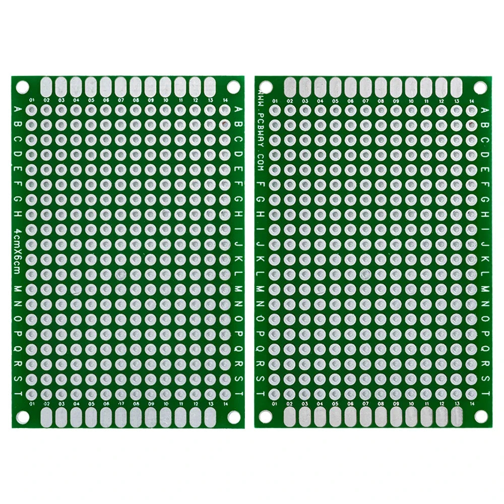 Universal FR-4 Prototype PCB Kit (5PCS) - 4x6cm 1.6mm Thick, Tin-Plated, 2.54mm Standard Pitch (1.6x2.4") Zpaxo PCB double-sided