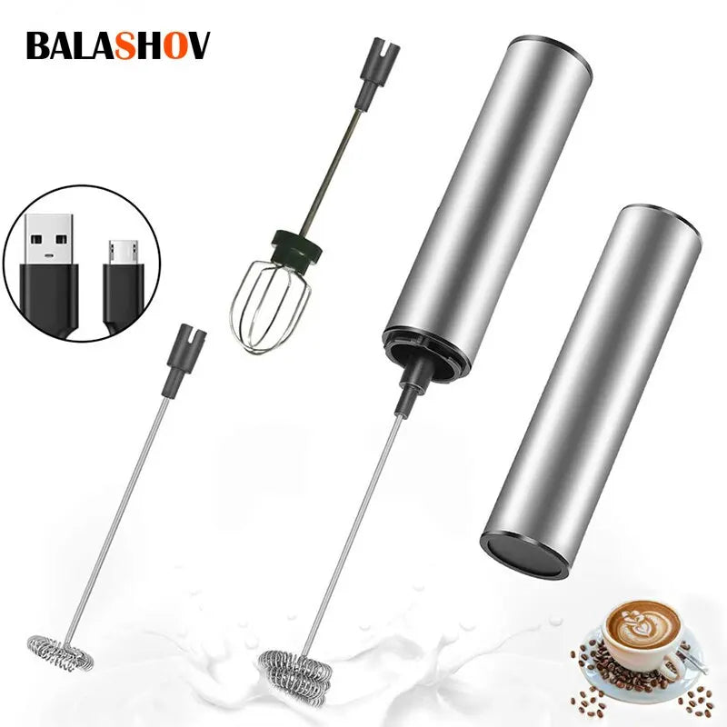 Portable Electric Milk Frother Mini USB Rechargeable Foam Maker Handheld Foamer High Speed Drink Mixer Coffee Blender Egg Beater Zpaxo