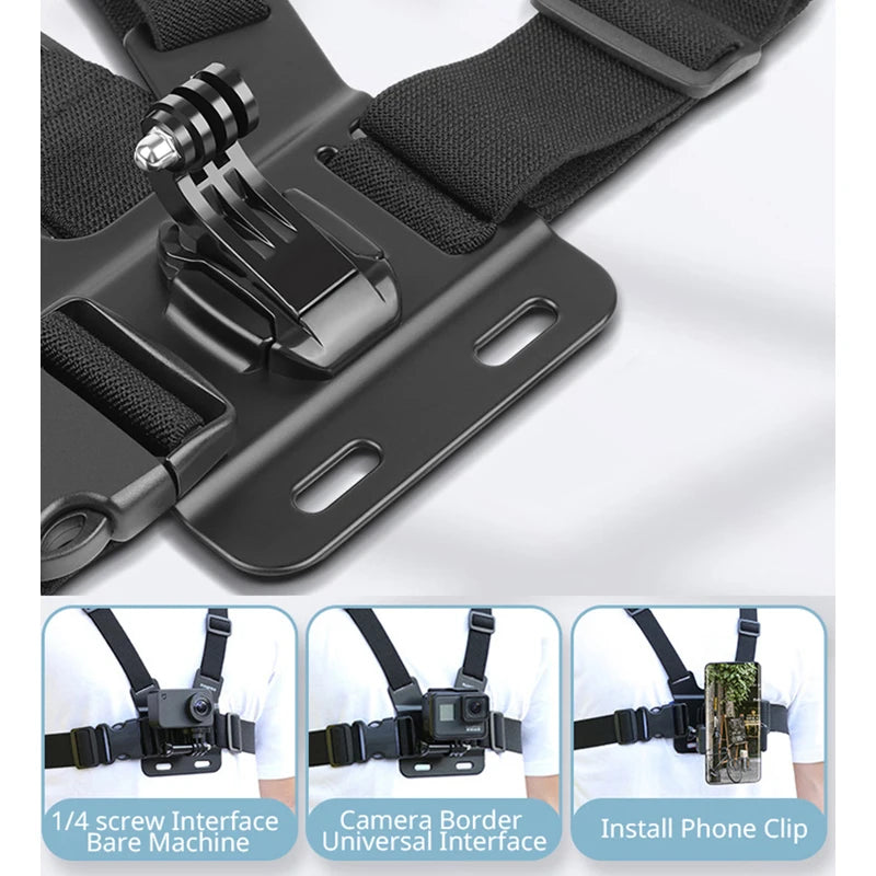 Universal Chest Strap Mount Belt Gopro Hero Series Insta360 X3 X2 DJI Zpaxo