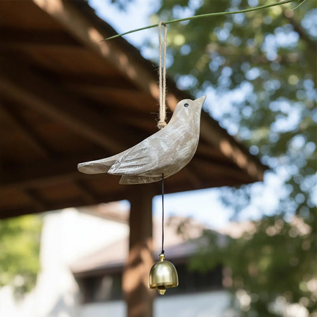 Bird Wind Chimes Wooden Hummingbird Outdoor Ornaments Bell Garden