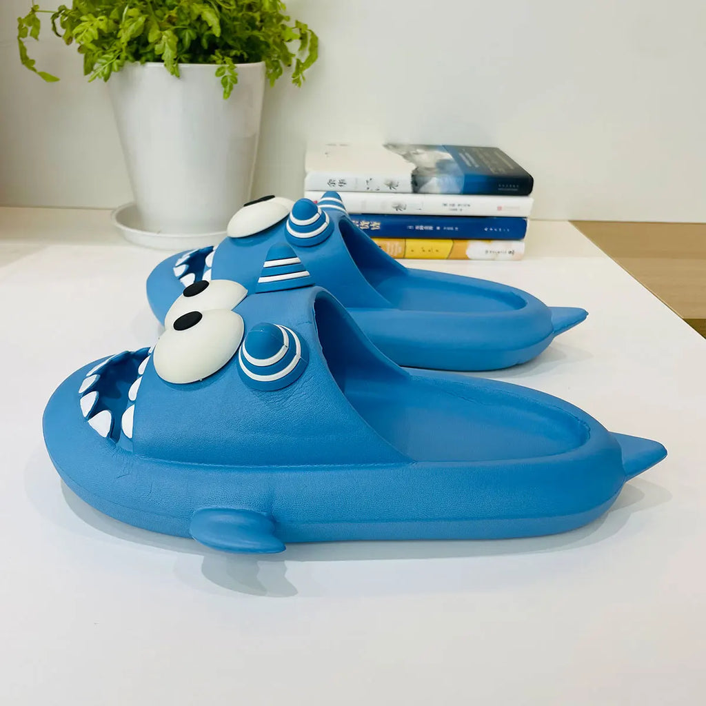 Cute Big Eyed Clown Fish Slippers Women Summer Bathroom Anti-slip