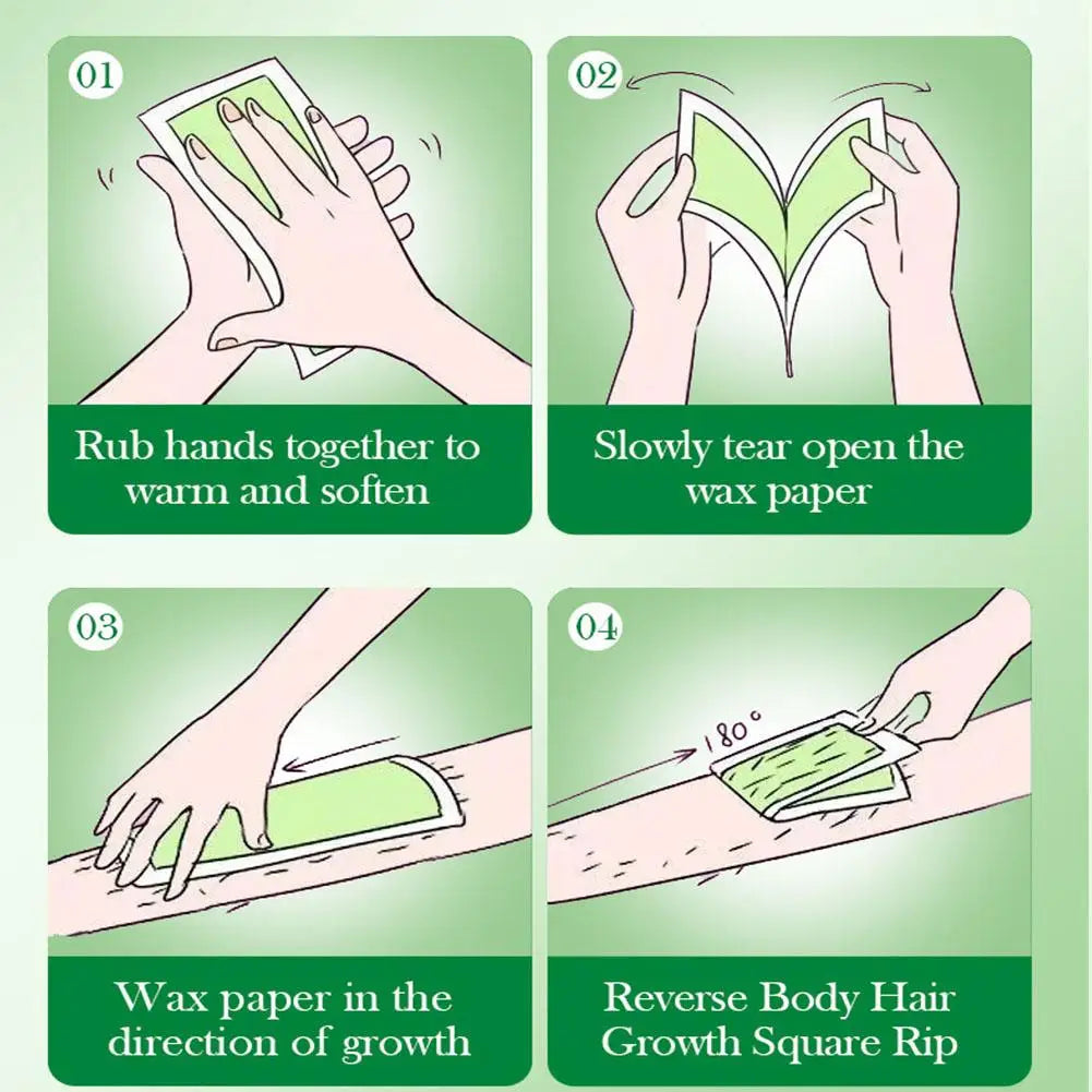 20PCS Aloe Vera Hair Removal Wax Strips – Face, Body & Legs Hair Removal Wax Strips Zpaxo