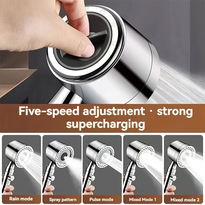5 Modes High Pressure Water Saving Filter Shower Head Handheld Shower Head One Button Stop Bathroom Accessories Set Zpaxo