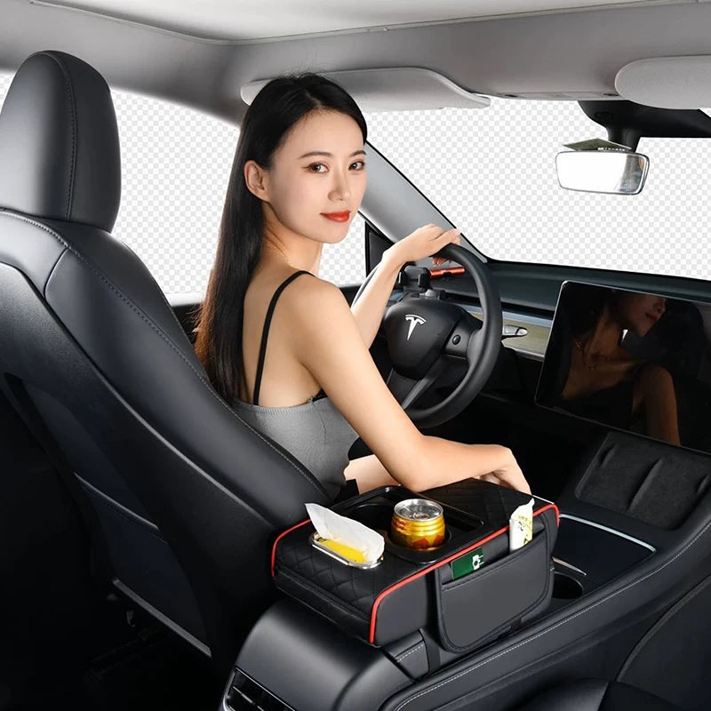 Car Armrest Storage Box & Console Organizer Cushion