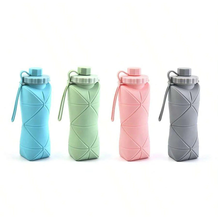1Pc 600mlLarge Collapsible Silicone Cup-Portable Travel Water Bottle for Outdoor, Food-Grade with Fresh Colors, Foldable Design Zpaxo