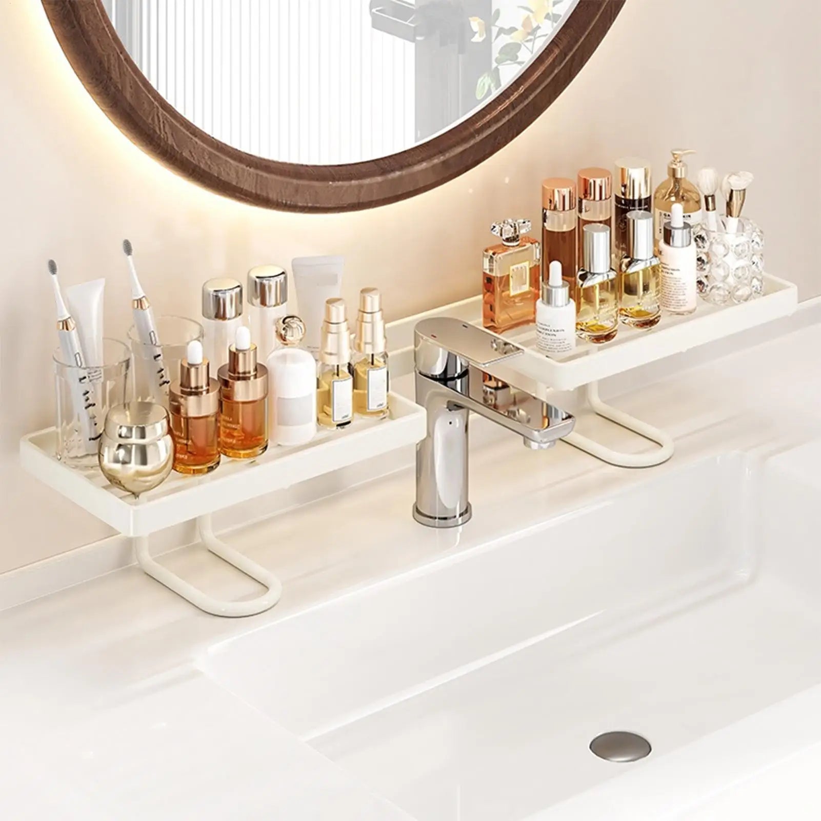 Faucet Storage Rack No-drill Carbon Steel Over Sink Holder Kitchen