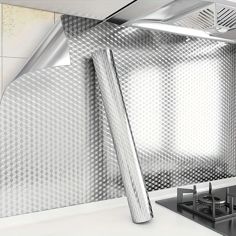 Kitchen Oil Proof Wallpaper Self Adhesive Aluminum Foil Sticker Waterproof Heat Resistant Liner for Cabinet Backsplash Wall Deco Zpaxo 60x100cm
