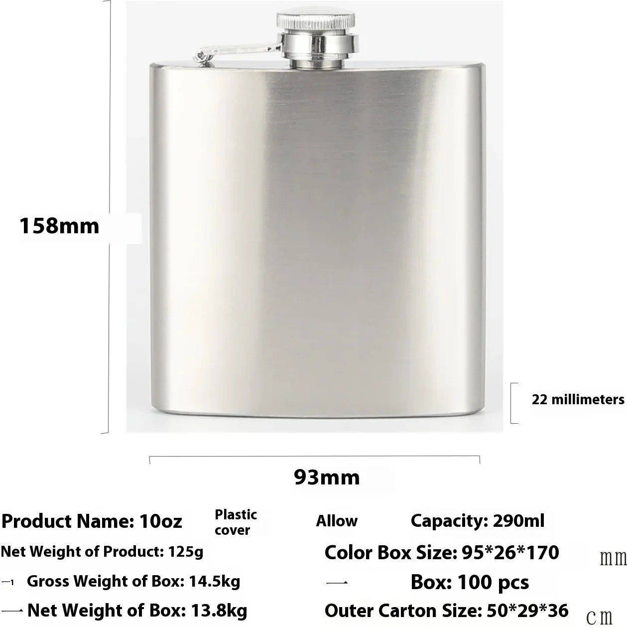 Hot Sale 4-12oz Stainless Steel Hip Flask with Funnel Pocket Hip Flask Alcohol Whiskey Hip Flask Screw Cap Zpaxo 10 oz