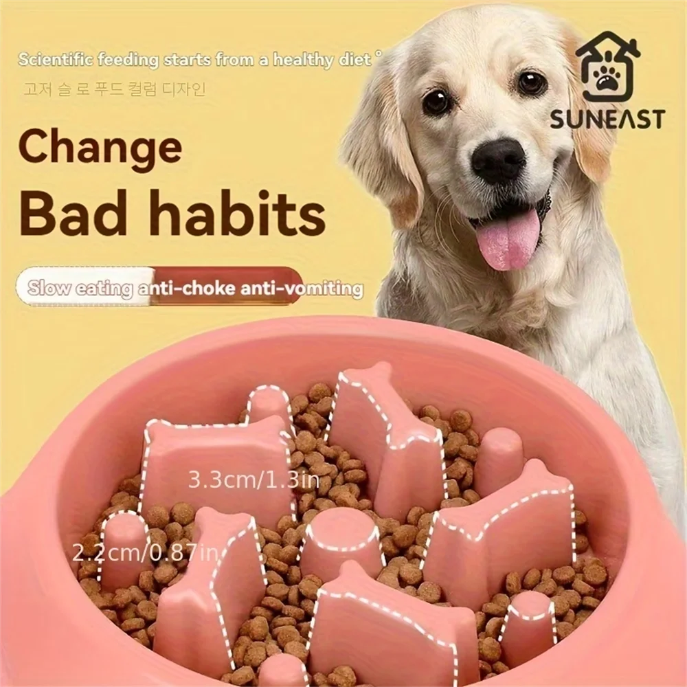 Slow Feed Dog Bowl Slip-resistant Design Promotes Healthy Eating Zpaxo