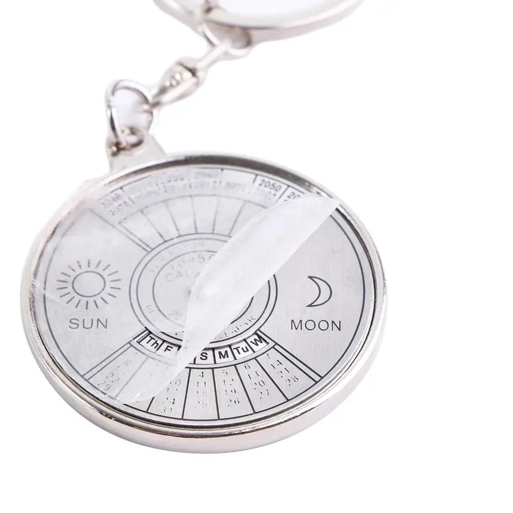 Compass Gift Silver 2010 To 2060 Creative 3D Perpetual Calendar Keyring Keychain 50 Years Zpaxo