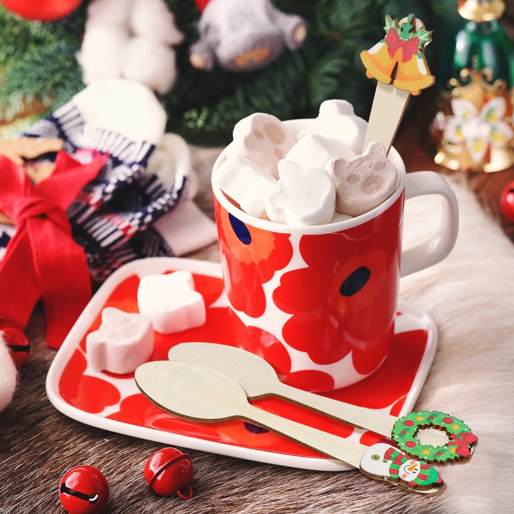 Christmas Wooden Spoons Cocoa Stirring Snowflake Gingerbread Man Zpaxo