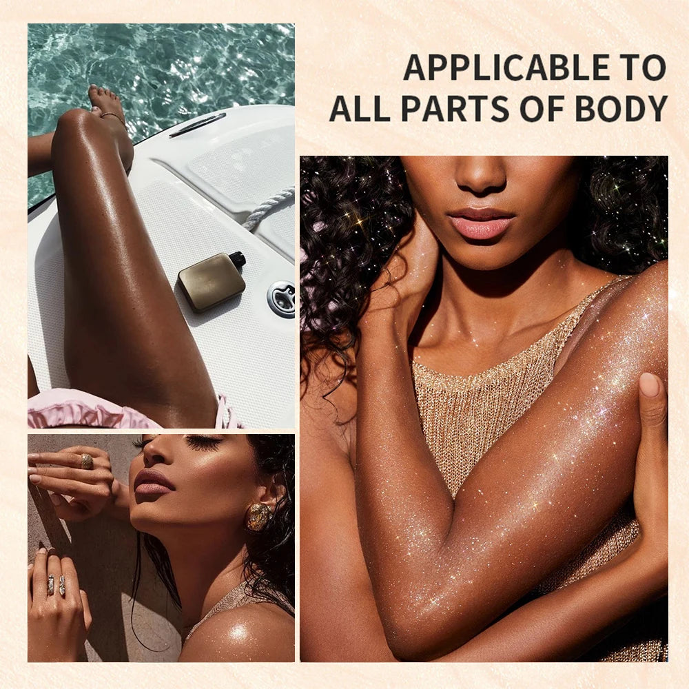 Liquid Shimmer Body Highlighter Oil Makeup,Glitter Spray Oil Lotion,Full Body & Face Glow-Up Liquid Lotion for All Skin Type Zpaxo