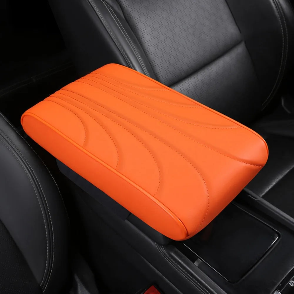 Thick Car Armrest Mat Comfortable Soft Center Console Cover Anti-slip Zpaxo Orange