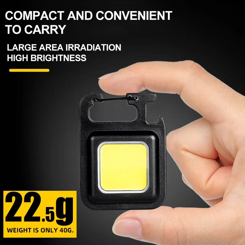 1 USB COB Keychain Work Light Flashlight Bright Emergency Bottle