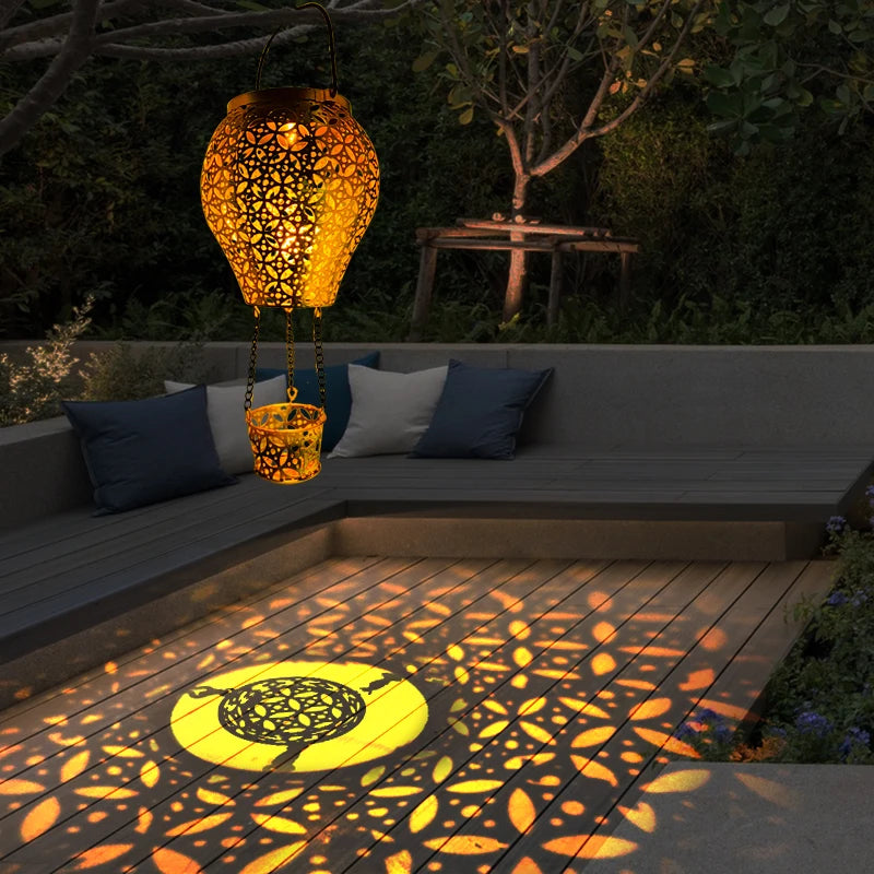 Solar Air Balloon Garden Landscape Lights Outdoor Iron Lantern Lawn Zpaxo
