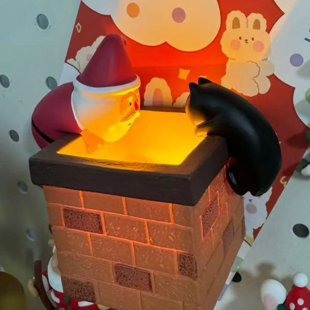 Fridge Magnets Glow Santa Claus Black Cat Climbing Chimney
