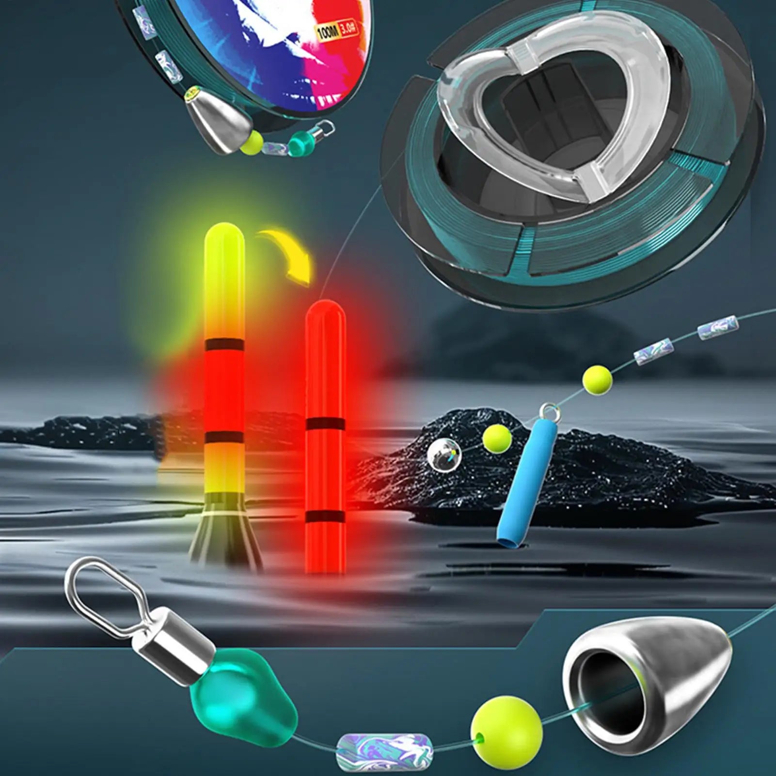 Fishing Bobbers Automatic Line Rig 100M Sensitivity Bite Flash Float