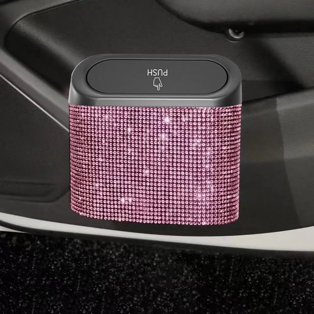 Bling Rhinestones Car Door Trash Bin Removable Back Clip Vehicle Zpaxo