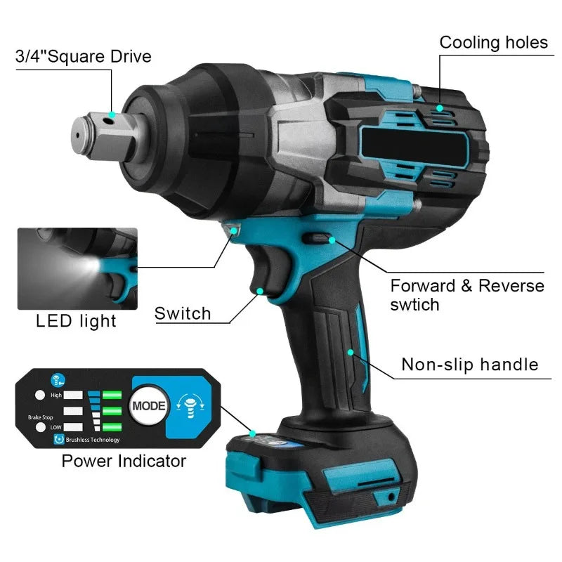 3100N M Torque Brushless Electric Impact Wrench 3 Cordless Power