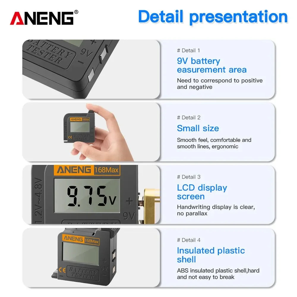 ANENG 168Max Test Checkered Load Analyzer Digital Lithium Battery