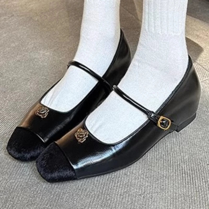 Women's Square Closed Toe Comfortable Heel Shoes 2026 Spring Autumn Zpaxo black 35