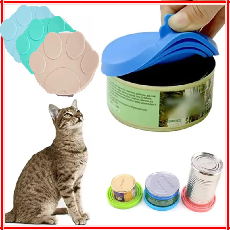 Portable Silicone Dog Cat Canned Lid 2-in-1Food Sealer Spoon Pet Food Cover Storage Fresh-keeping Lids Bowl Dog Accessories Zpaxo