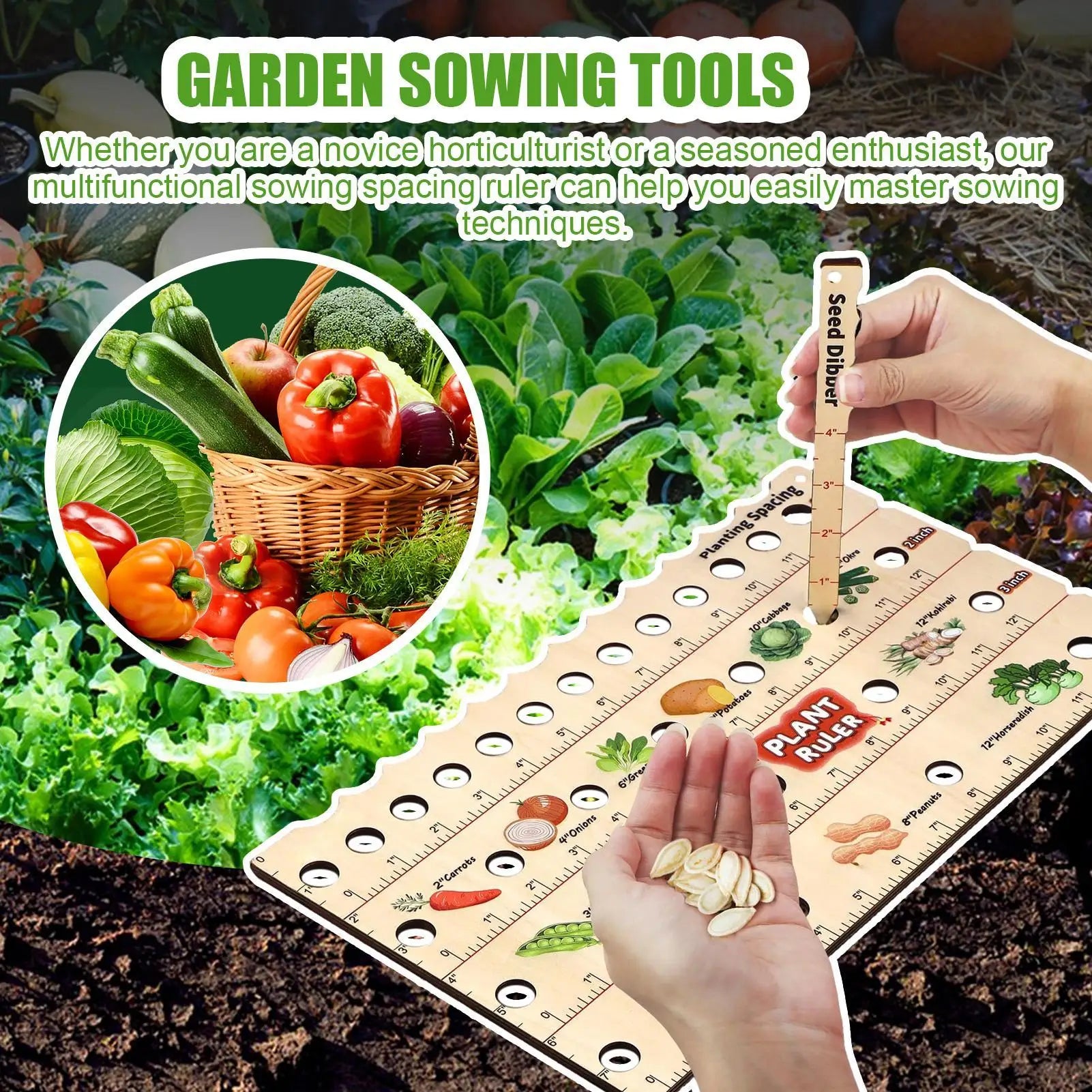 Wooden Plant Ruler Seedling Spacing Tool Gardening Measuring Gauge