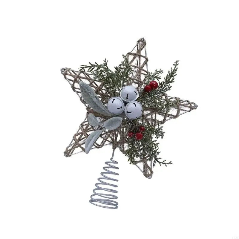 Hollowed Iron Wire Star Tree Ornament Bells Winter Holiday Party