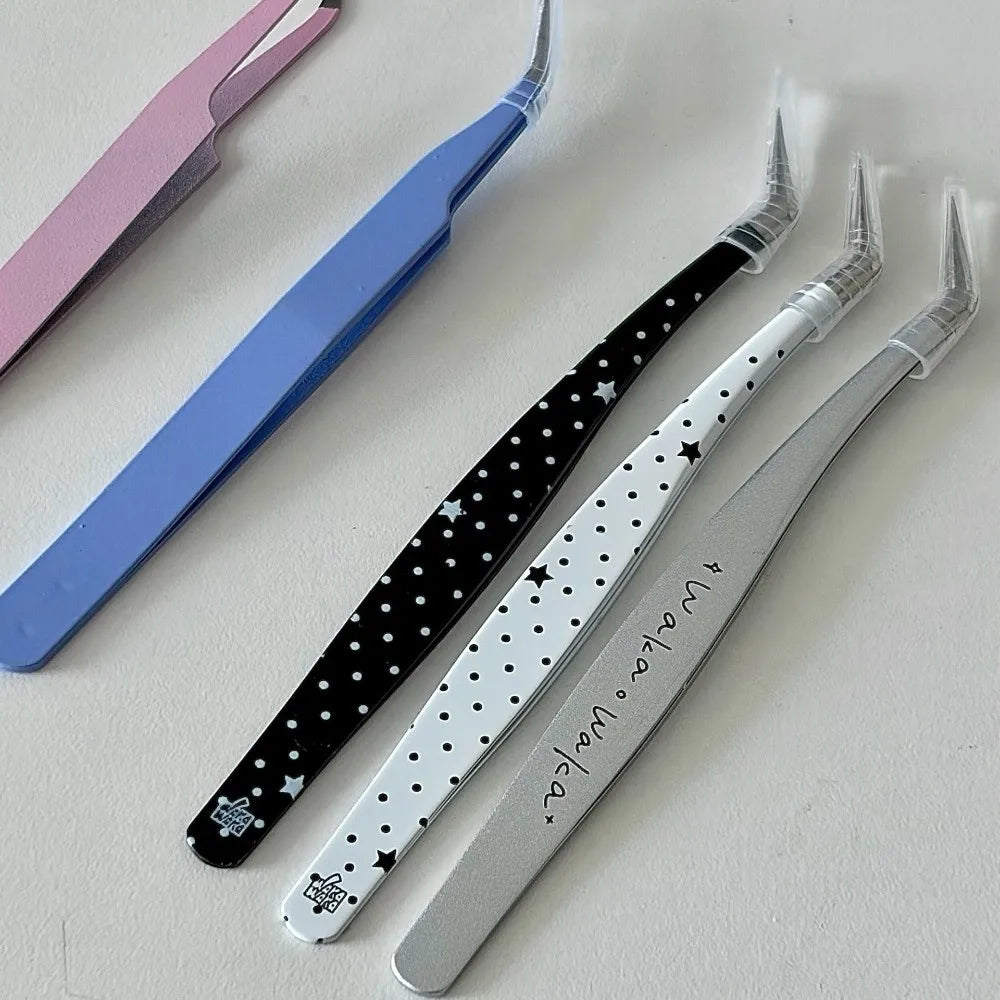 Stainless Steel Curved Stickers Tweezers Precision Cartoon False Zpaxo