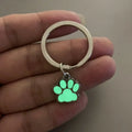 Fashion Glow in Dark Luminous Paw Keychain Bag Ornament Animal Footprints Cat Paw Keyring Alloy Cartoon Bag Pendant Zpaxo Green-Ring