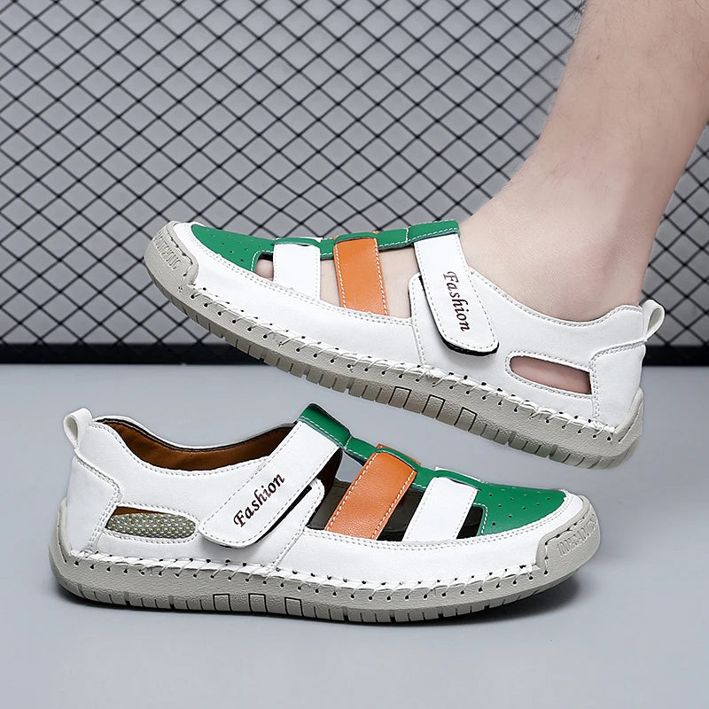 Summer Men Sandals Leather Mens Casual Shoes Outdoor Beach Roman Zpaxo