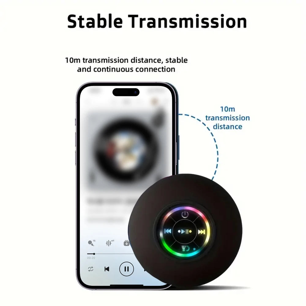 Bathroom Waterproof Wireless with Colorful LED Bluetooth Speaker Large Suction Cup Mini Portable Speaker Outdoor Stereo Speaker Zpaxo