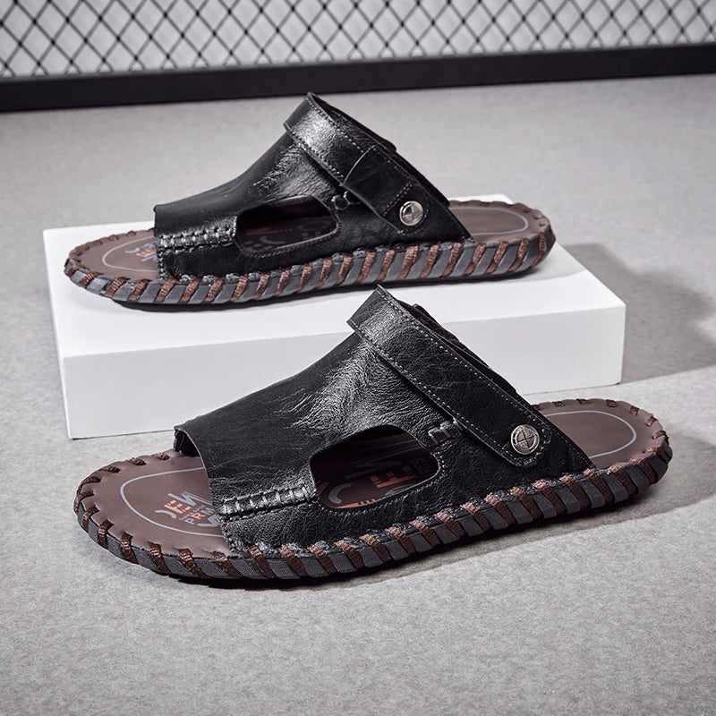 Summer Men Sandals Leather Mens Casual Shoes Outdoor Beach Roman Zpaxo 26326 45
