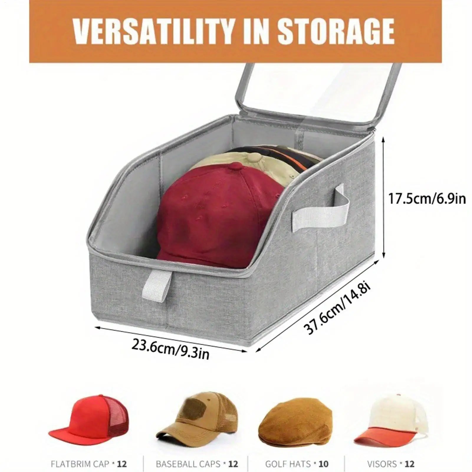 Hat Organizer Baseball Caps Stackable Large Boxes Clear Window Lid